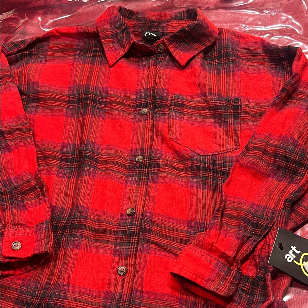 Art Class Red and Black Plaid Men's Shirt